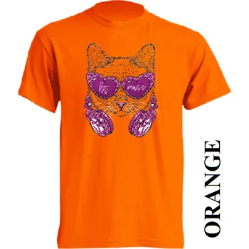 Dívčí tričko detske-levne-bavlnene-tricko-potisk-kocka-sluchatka Barva: Orange - oranžová, velikost: 164