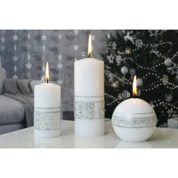 Svíčka LIMA Svíčka GlitterStar Bílá/Stříbrná Velikost: B-koule 80mm