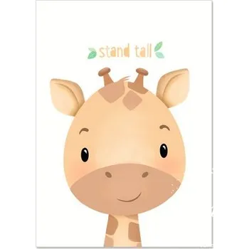Samolepící dekorace Čína Obrázek na plátně - zvířátka s povzbuzujícím nápisem Motiv: TX2095B žirafa, Rozměry (cm): 15x20 cm
