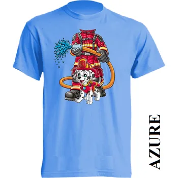 Chlapecké oblečení detske-levne-bavlnene-tricko-potisk-pozarnik Barva: Azure - azurově modrá, velikost: 104