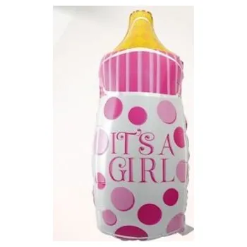 Balón foliový dětská láhev holka - holčička - Baby shower - 80 cm