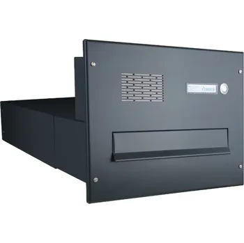 Poštovní schránka 1x poštovní schránka B-042 k zazdění do sloupku + čelní deska s 1x zvonkem a HM ABB - lakovaná - RAL 7016 MAT. - ANTRACIT