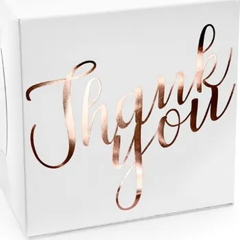 Krabička na výslužku Krabička 14 x 8, 5 x 14 cm na výslužku - Thank you - bílorůžová