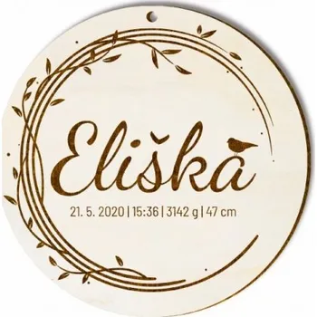 Svatební dekorace Kulatá cedulka se jménem dítěte