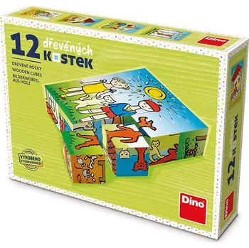 Dino Tradiční dřevěné kostky 12 ks