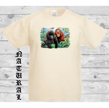 Dívčí tričko detske-levne-bavlnene-tricko-potisk-opice Barva: Natural - přírodní, velikost: 164