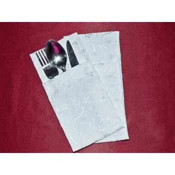 Příbor HEDVA ČESKÝ BROKÁT Kapsa na příbory odaska set 2 ks jaro bílá