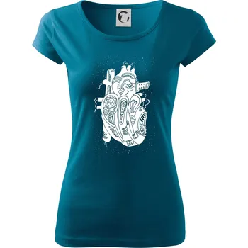 Steampunk lidské srdce - Dámské triko Pure - 2XL ( Petrolejová )