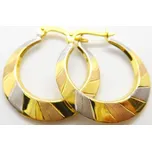 Klenoty Budín Mohutné zlaté náušnice kruhy ze tří barev zlata 585/1,52gr HK2055 (Klenoty Budín Mohutné zlaté náušnice kruhy ze tří barev zlata 585/1,52gr HK2055)