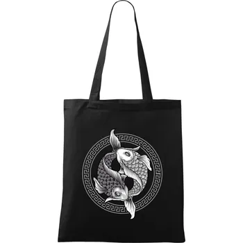 Yin & Yang ryby černobílé - Taška bavlněná - 42 x 38 cm ( Černá )