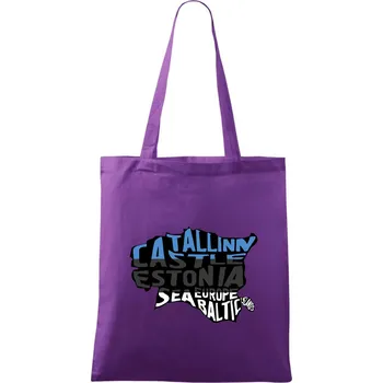 Mapy - názvy měst - Estonsko - Taška bavlněná - 42 x 38 cm ( Fialová )
