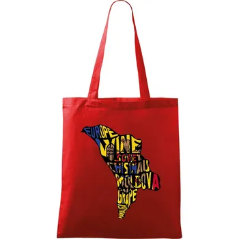 Nákupní taška Mapy - názvy měst - Polsko - Taška bavlněná - 42 x 38 cm ( Červená )