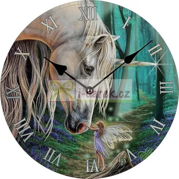 Hodiny Nástěnné fantasy hodiny Lisa Parker - Víla s jednorožcem