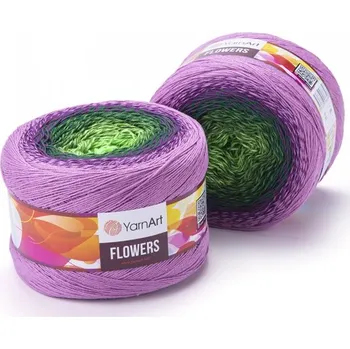 YarnArt Flowers 313 růžovofialovo-zelená