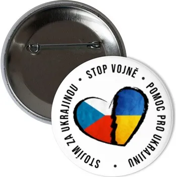Odznáček s potiskem Česko stojí za Ukrajinou