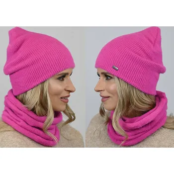 Čepice Fashionweek Exkluzivní alpakový zimní set čepice +komin ZIZI-AL2 Barva: Růžový neon, Velikost: Universal