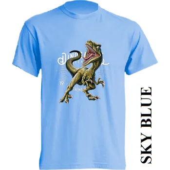 Chlapecké tričko detske-levne-bavlnene-tricko-potisk-dinosaurus-raptor Barva: Sky blue - nebesky modrá, velikost: 152