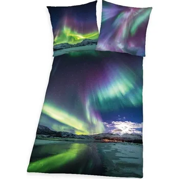 Povlečení Herding Polární záře 140 x 200, 70 x 90 cm zipový uzávěr