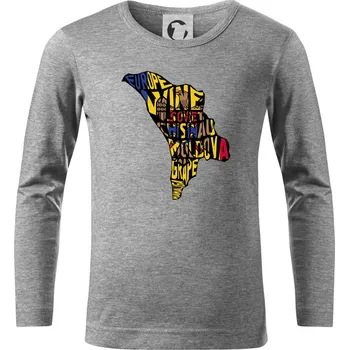 Chlapecké tričko Mapy - názvy měst - Polsko - Triko dětské Long Sleeve - 122 cm/6 let ( Tmavě šedý melír )