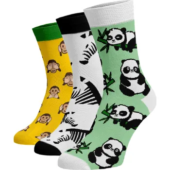 Dámské ponožky Zvýhodněný set 3 párů vysokých veselých ponožek - Zvířátka v ZOO Bavlna 42-44
