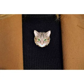 Brož art-wood.cz Dřevěná brož - kočka 2