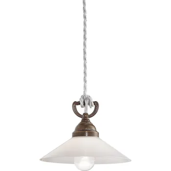 Il Fanale 212.07.OV Tabia, závěsné svítidlo z mosazi a bílé skla, 1x15W LED E14, průměr 20cm