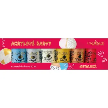 Vodová barva Cadence Sada akrylových barev 6x 30 ml metalické
