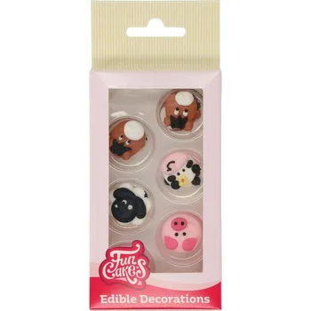 Jedlá dekorace na dort Cukrové zdobení 12ks Farma - FunCakes