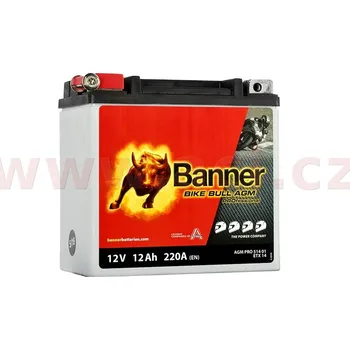 Motobaterie baterie 12V, YTX14-BS, 12Ah, 220A, BANNER Bike Bull AGM PRO 150x88x145