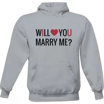 Pánská mikina Pánská mikina s kapucí s potiskem Will you marry me pánské