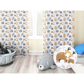 Šátek Dětský bavlněný závěs Sandra SA-223 Zvířátka s mláďátky 150x150 cm