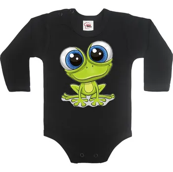 Kojenecký body Dětské body - Žába, Barva Černá, Velikost 56 / 0-3m, Canvas Dětské body Bezvatriko.cz 0732