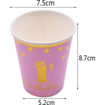 Jednorázové nádobí Holčička 1st Birthday kelímky 8 ks