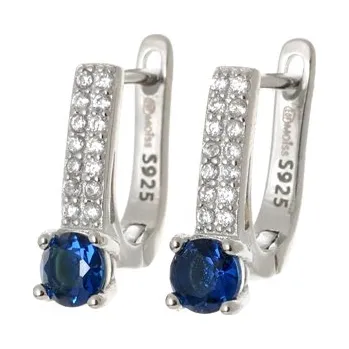 Náušnice Dámské stříbrné naušnice s modrými zirkony STNAU1092F