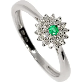 Prsten Zlatnictví Helios Zlatý prsten diamanty a smaragd