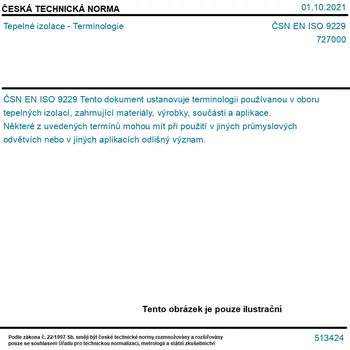 ČSN EN ISO 9229 - Tepelné izolace - Terminologie - Tisk