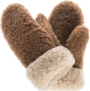 Rukavice Rukavice z ovčí vlny hnědo-béžové M