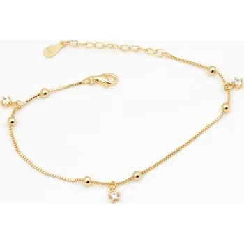 Náramek Dámský stříbrný pozlacený náramek s přívěšky 16-20 cm STNA0437F