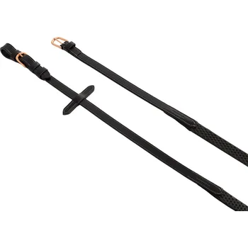 EQUESTRO Otěže gumové Kris Rose Gold Equestro, různé délky, černé COB