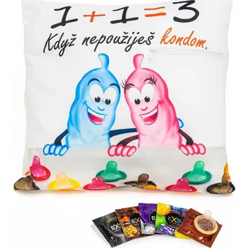Dekorativní polštářek Polštář na kondomy 1+1=3 (Velikost: 40 x 40 cm)