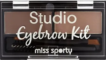 Barva na řasy a obočí Miss Sporty Studio Eyebrow Kit set na obočí 2,4 g 001 Medium Brown