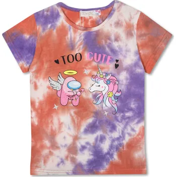 Chlapecké tričko Dívčí triko - KUGO TM7217, oranžová/ fialová Barva: Oranžová, Velikost: 110