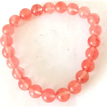 Náramek RŮŽOVÁ PIVOŇKA -jahod. křišťál 8mm