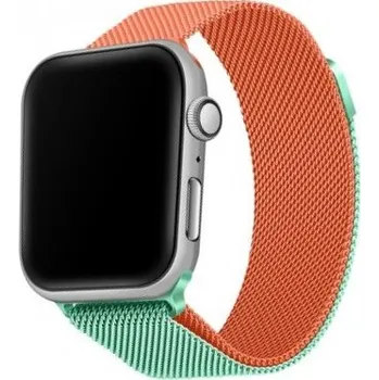 Řemínek na hodinky Kovový řemínek milánský tah pro Apple Watch Ultra 49mm / 46mm / 45mm / 44mm / 42mm - oranžovotyrkysový