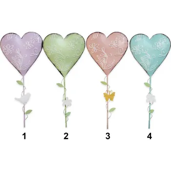 Zahradní dekorace Srdce zápich kov 40cm mix (539158)