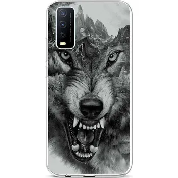 Pouzdro na mobilní telefon Kryt Vivo Y11s silikon Černobílý vlk (obal neboli pouzdro na Vivo Y11s)