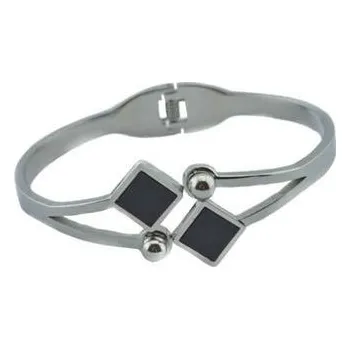 Náramek Doria Náramek stříbrný, ocel s černými krystaly N155
