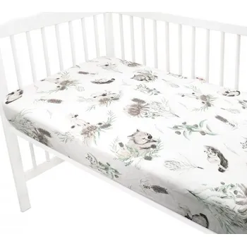 Prostěradlo Baby Nellys Dětské bavlněné prostěradlo do postýlky, Exotika - béžová, 140 x 70 cm