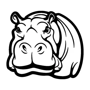 Samolepící dekorace SAMOLEPKA Hroch 004 levá (01 - černá) NA AUTO, NÁLEPKA, FÓLIE, POLEP, TUNING, VLASTNÍ TEXT, TISK, AUTOSAMOLEPKY.cz, POLEPY, OBRÁZEK, LOGO, SAMOLEPKY