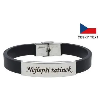 Náramek Doria Náramek NEJLEPŠÍ TATÍNEK, černý kaučuk/ocel